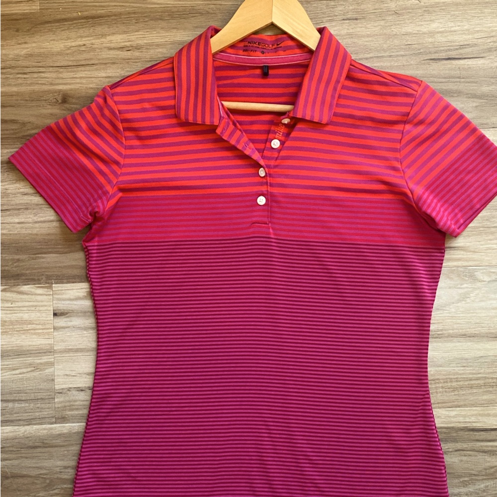 Nike Golf Dri-fit Polo Pink Stripe Shirt Small EUC!